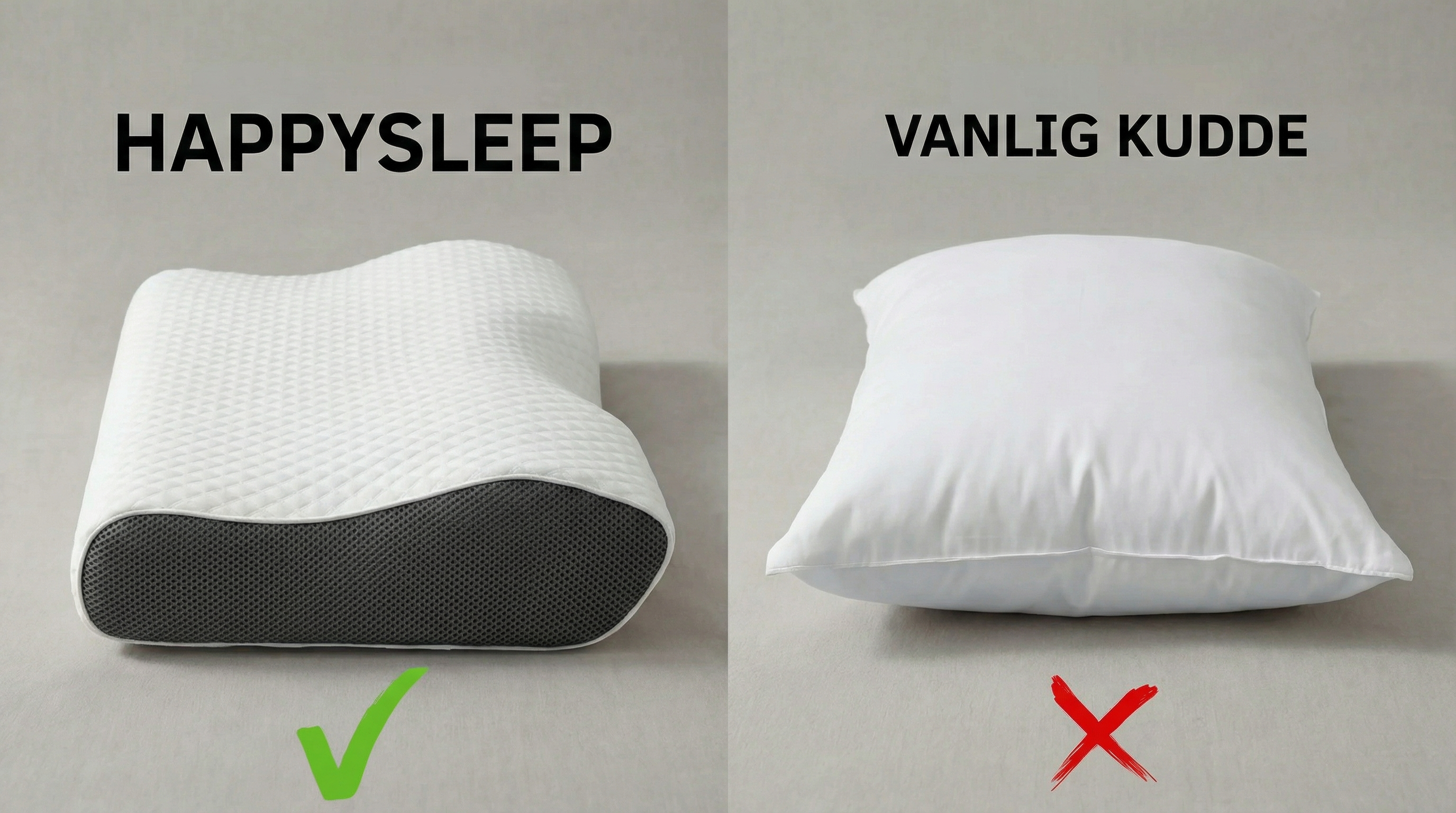 Jämförelse mellan HappySleep kudde och vanlig kudde